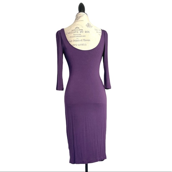 Pencil Dress Purple Medium S Open Back Fitted Embellished Kische - Picture 2 of 4
